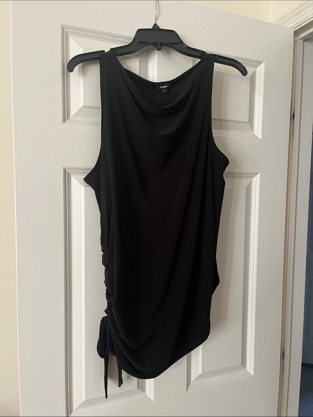 Express Black Draped Sleeveless Tank with Side Tie